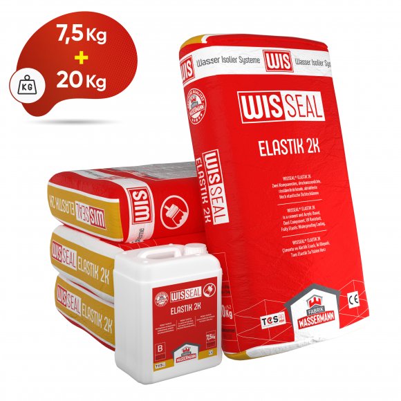 WISSEAL® ELASTIK 2K Zwei Komponenten, druckwasserdichte, rissüberbrückende, abriebfeste Hoch  elastische Dichtschlämme