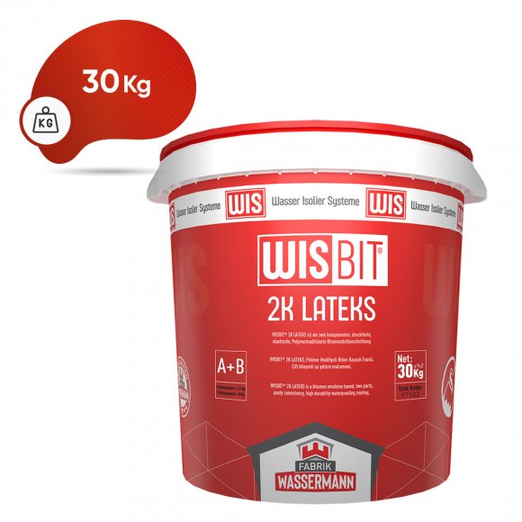 WISBIT® 2K LATEX Polimer Modifiyeli, Bitüm-Kauçuk Esaslı, Çift Bileşenli Su Yalıtım Malzemesi